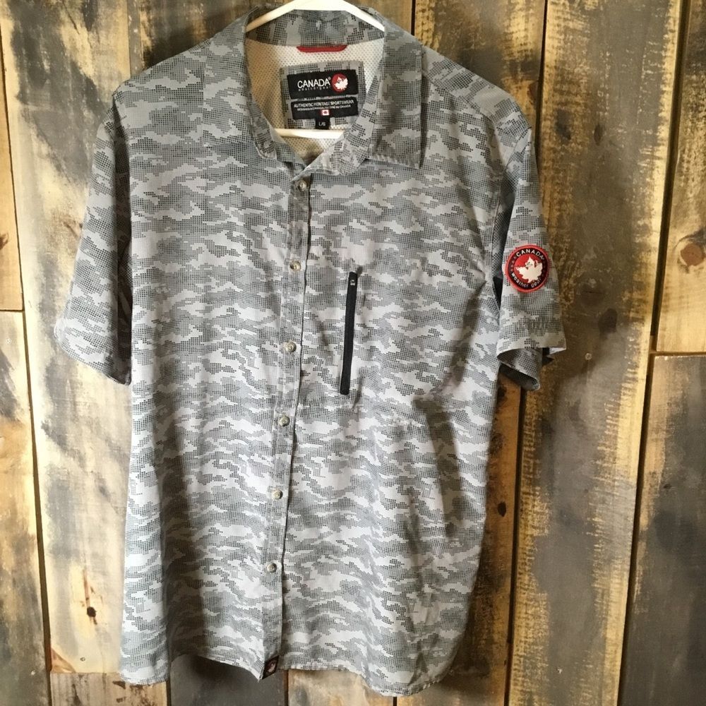 Canada Weather Gear short sleeve button down casual shirt men’s size large